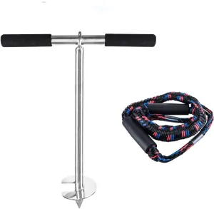 Sand Anchor Boat Sand Anchor PWC Sand Anchor with Bungee Dock Line Ideal for Jet Ski, Pontoon, Kayak Keeps Securely Near Sandbar or Shallow Water