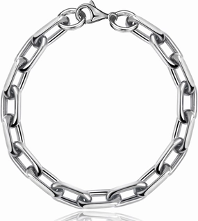 SanThree Solid Pure Titanium Oval Chain Bracelet, 8mm Square Skin Friendly Seamless Welded Link Chain Bracelets for Men Birthday Boyfriend Grandpa Father Gifts,8.26"/8.66"/9.05",Come with Gift Box