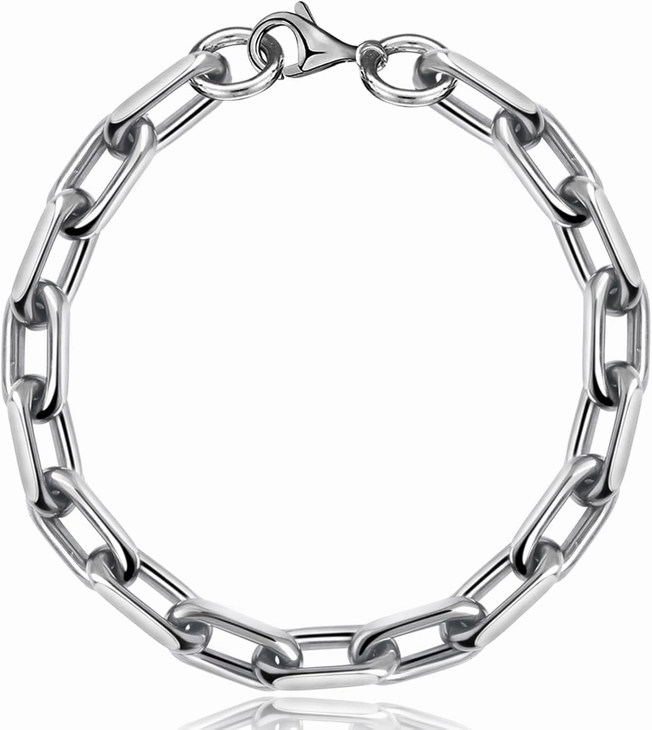 SanThree Solid Pure Titanium Oval Chain Bracelet, 8mm Square Skin Friendly Seamless Welded Link Chain Bracelets for Men Birthday Boyfriend Grandpa Father Gifts,8.26"/8.66"/9.05",Come with Gift Box