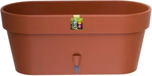 Santino Self Watering Window Box Planter Latina 15.6 Inch, Terracotta, Indoor/Outdoor Windowsill/Oblong Shape Plastic Planter with Bottom Watering