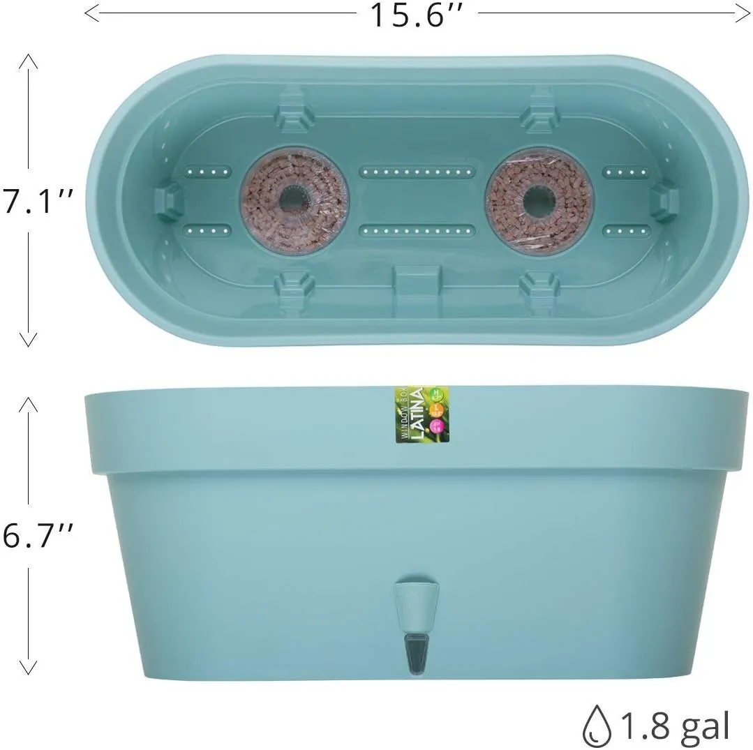 Santino Self Watering Window Box Planter Latina 15.6 Inch, Terracotta, Indoor/Outdoor Windowsill/Oblong Shape Plastic Planter with Bottom Watering