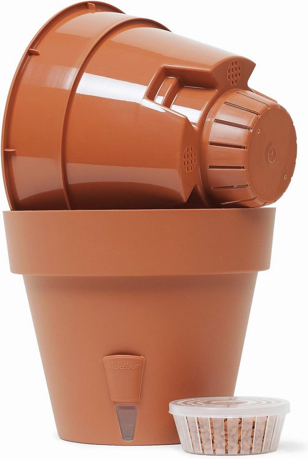 Santino Self Watering Planter Latina (6.9 Inch- Set of 3, Cream) Indoor/Outdoor Flower Pot with Bottom Watering and Water Level Indicator