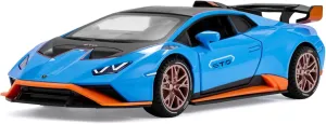 SASBSC Toy Cars for Boys Age 3-12 Lambo Huracan Race Car Toys with Light and Sound 1:24 Diecast Metal Model Cars Pull Back Sport Cars for 3  Year Old Kids