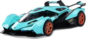 SASBSC Toy Cars Lambo V12 Sports Car Toy with Light and Sound Diecast Metal Model Cars for 3  Year Old Boys Pull Back Race Car Gift Toys for Kids Ages 3  (Blue)