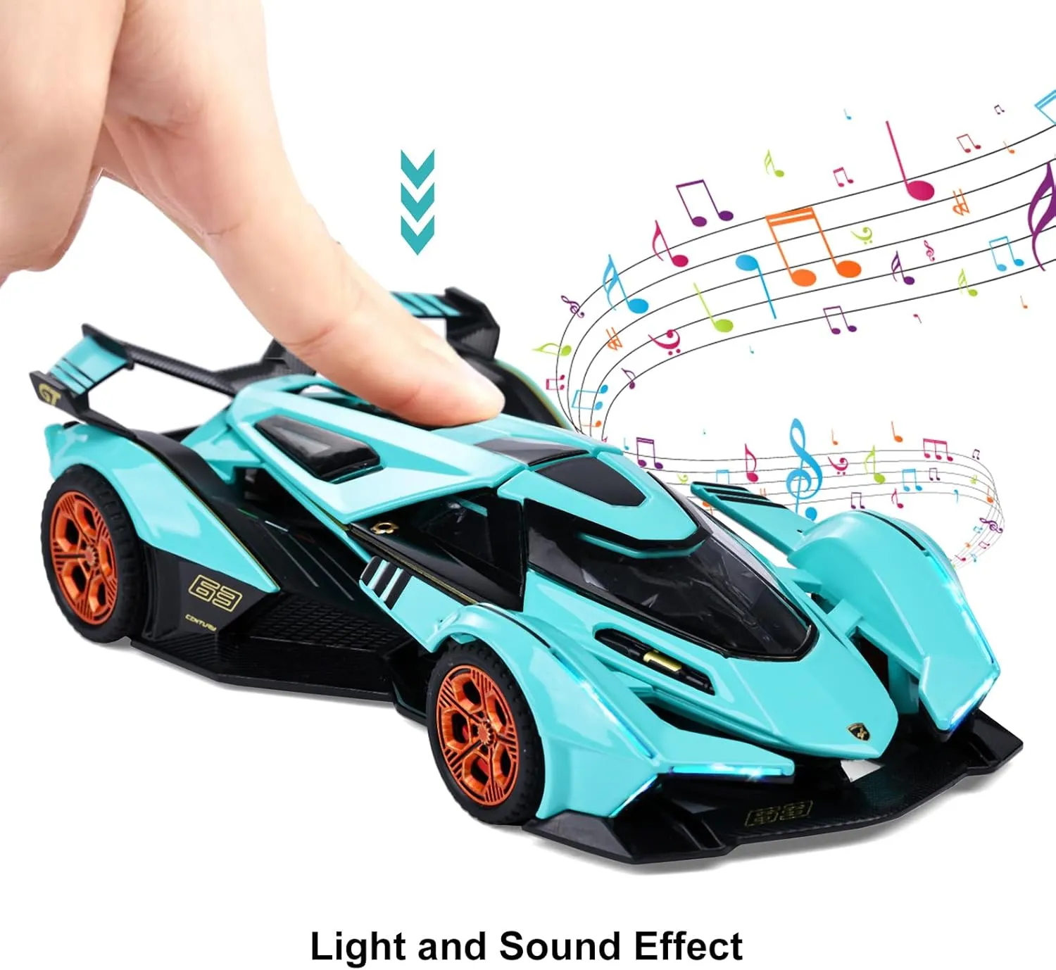 SASBSC Toy Cars Lambo V12 Sports Car Toy with Light and Sound Diecast Metal Model Cars for 3  Year Old Boys Pull Back Race Car Gift Toys for Kids Ages 3  (Blue)