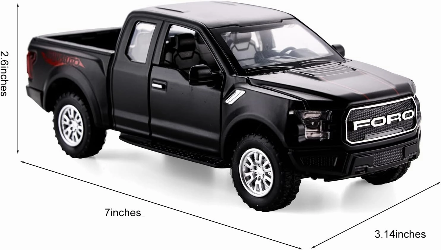 SASBSC F150 Pickup Truck Toys for Boys Age 3-8 Raptor Toy Trucks for Boy Ages 4-7 Diecast Metal Model Truck with Light and Sound Pull Back Toy Cars Gifts for 3  Year Old Kids (Black)
