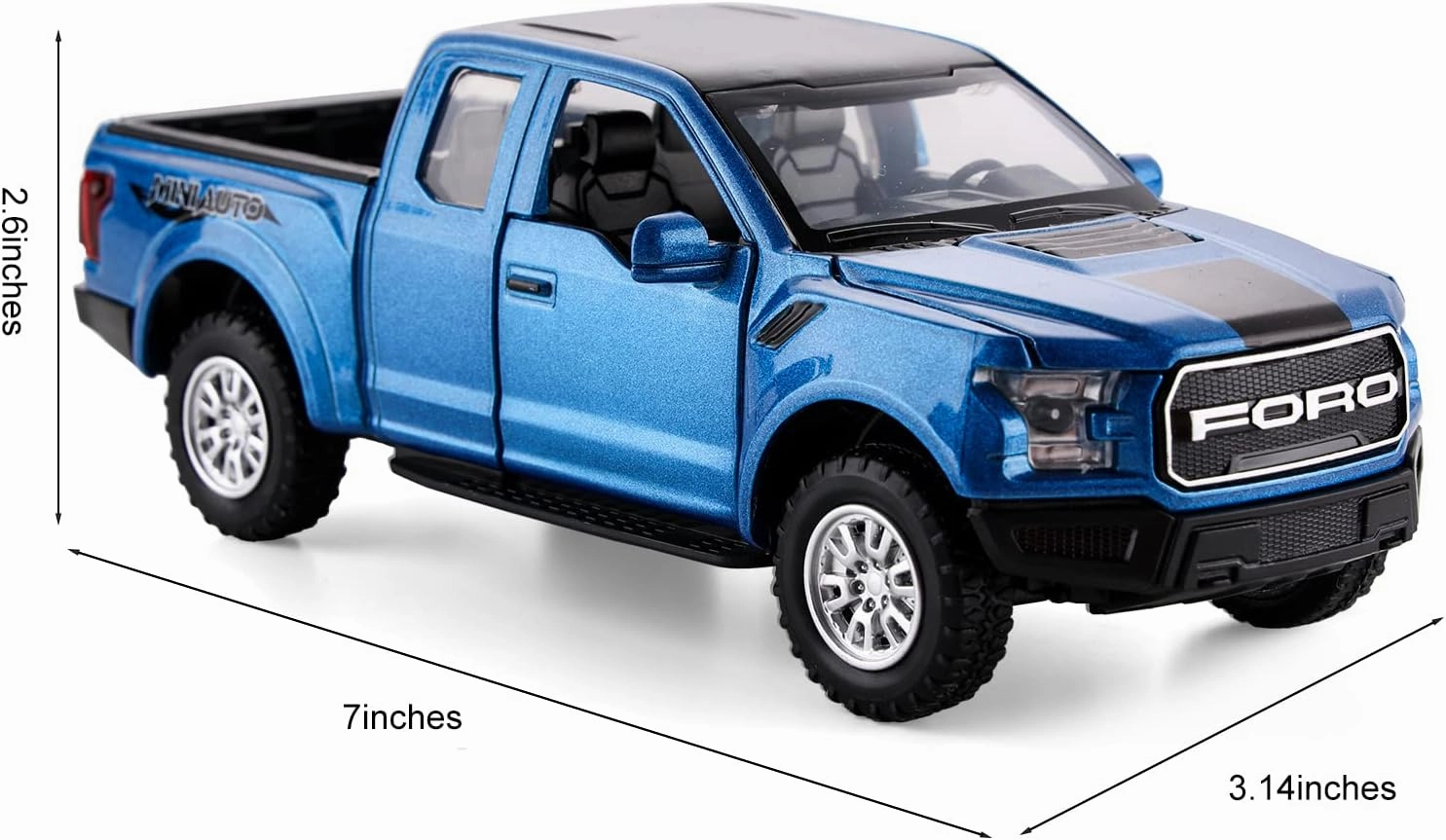SASBSC F150 Pickup Truck Toys for Boys Age 3-8 Toy Trucks for Boy Ages 4-7 Diecast Metal Model Truck with Light and Sound Pull Back Toy Cars Gifts for 3  Year Old Kids(Blue)