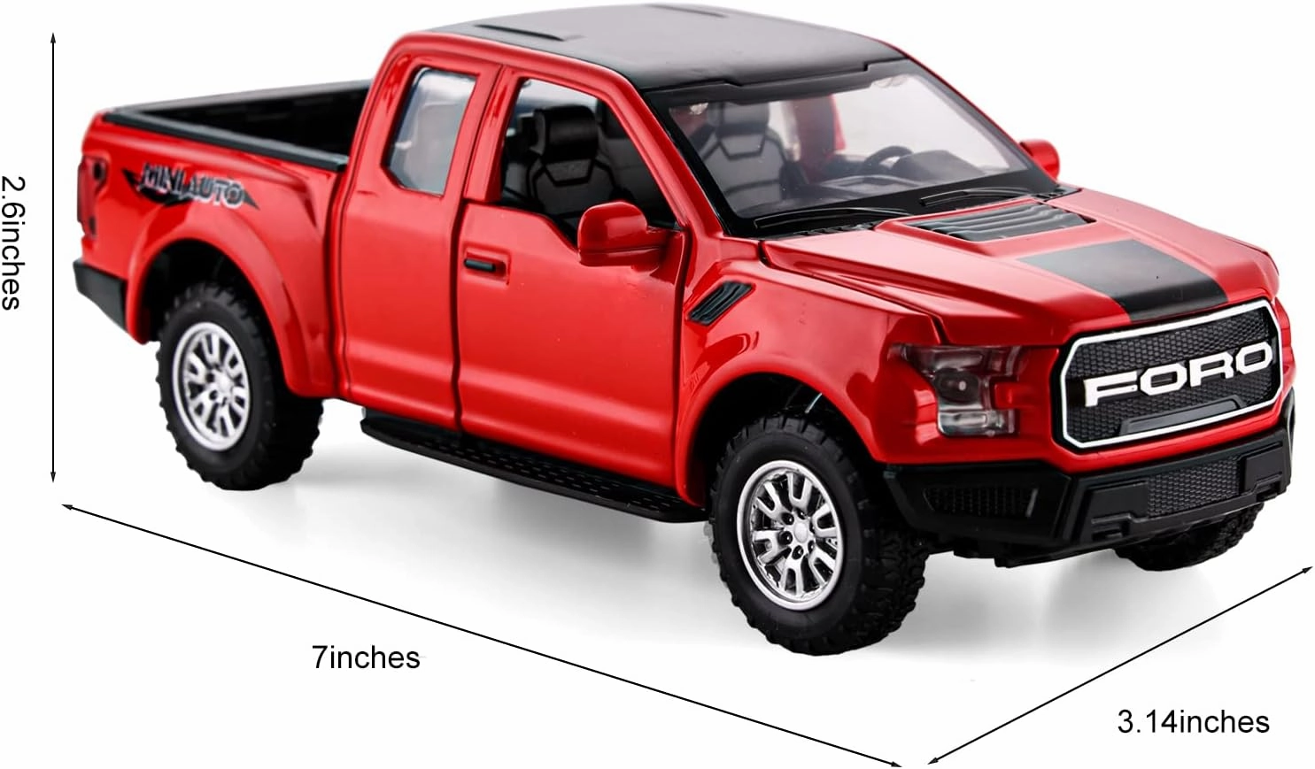 SASBSC F150 Pickup Truck Toys for Boys Age 3-8 Toy Trucks for Boy Ages 4-7 Diecast Metal Model Truck with Light and Sound Pull Back Toy Cars Gifts for 3  Year Old Kids(Red)