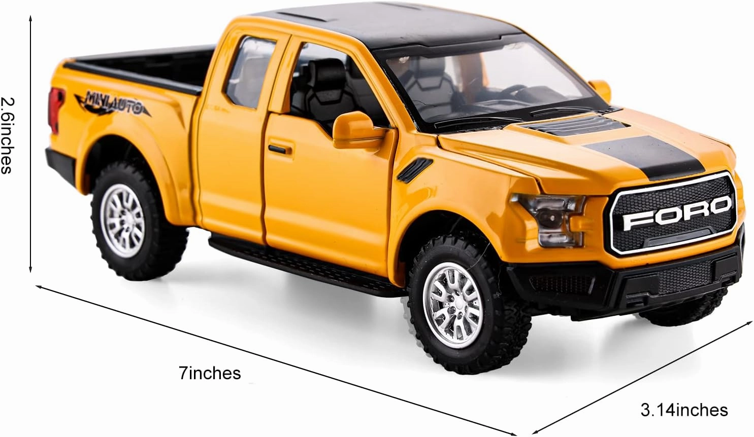 SASBSC F150 Pickup Truck Toys for Boys Age 3-8 Toy Trucks for Boy Ages 4-7 Diecast Metal Model Truck with Light and Sound Pull Back Toy Cars Gifts for 3  Year Old Kids (Yellow)
