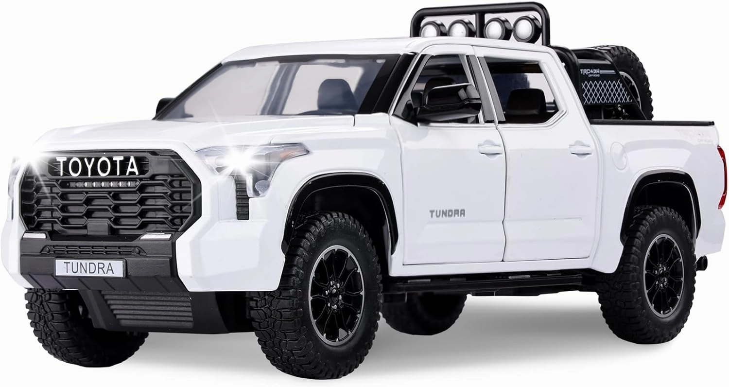 SASBSC Tundra Truck Toys for 3 4 5 6 7 Year Old Boys Off-Road Pickup Toy Trucks for Boys Age 3-5 Diecast Metal Big Trucks with Light and Sound Pull Back Model Cars Birthday Gift for Kids