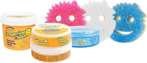 Scrub Daddy Sponges   Household Cleaning Supplies Bundle - PowerPaste Cleaning Putty, Tangerine Clean, PowErase Gel All Purpose Cleaner & Scrub Mommy (3 Pastes & 3 Sponges)