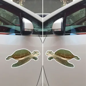 Sea Turtle Green Vinyl Decal Sticker Pair Mirror Images Reversed for Car Boat Laptop Reflective Glossy Choose Size (36'' x 19.7" (91.4cm x 50cm), Reflective)