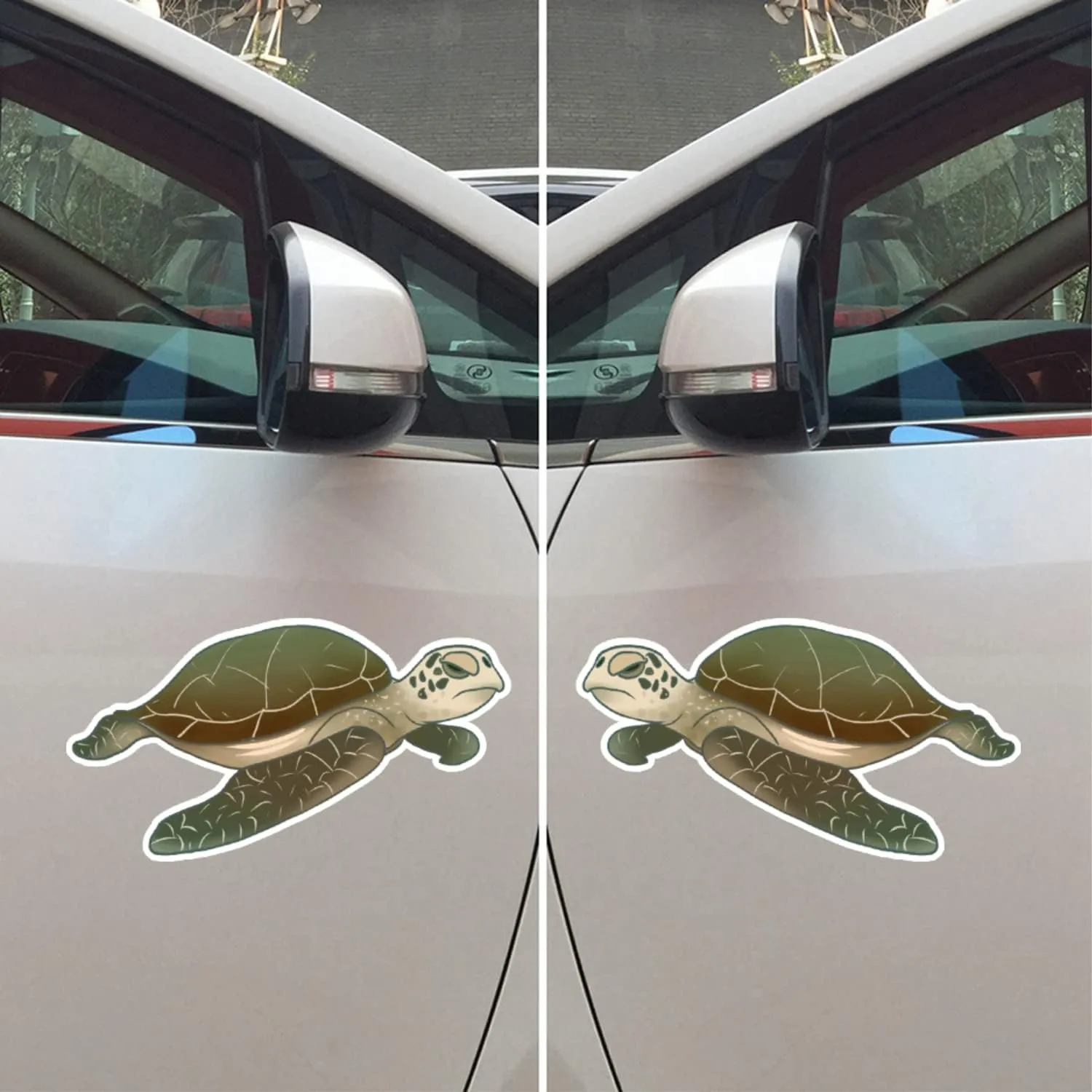 Sea Turtle Green Vinyl Decal Sticker Pair Mirror Images Reversed for Car Boat Laptop Reflective Glossy Choose Size (36'' x 19.7" (91.4cm x 50cm), Reflective)