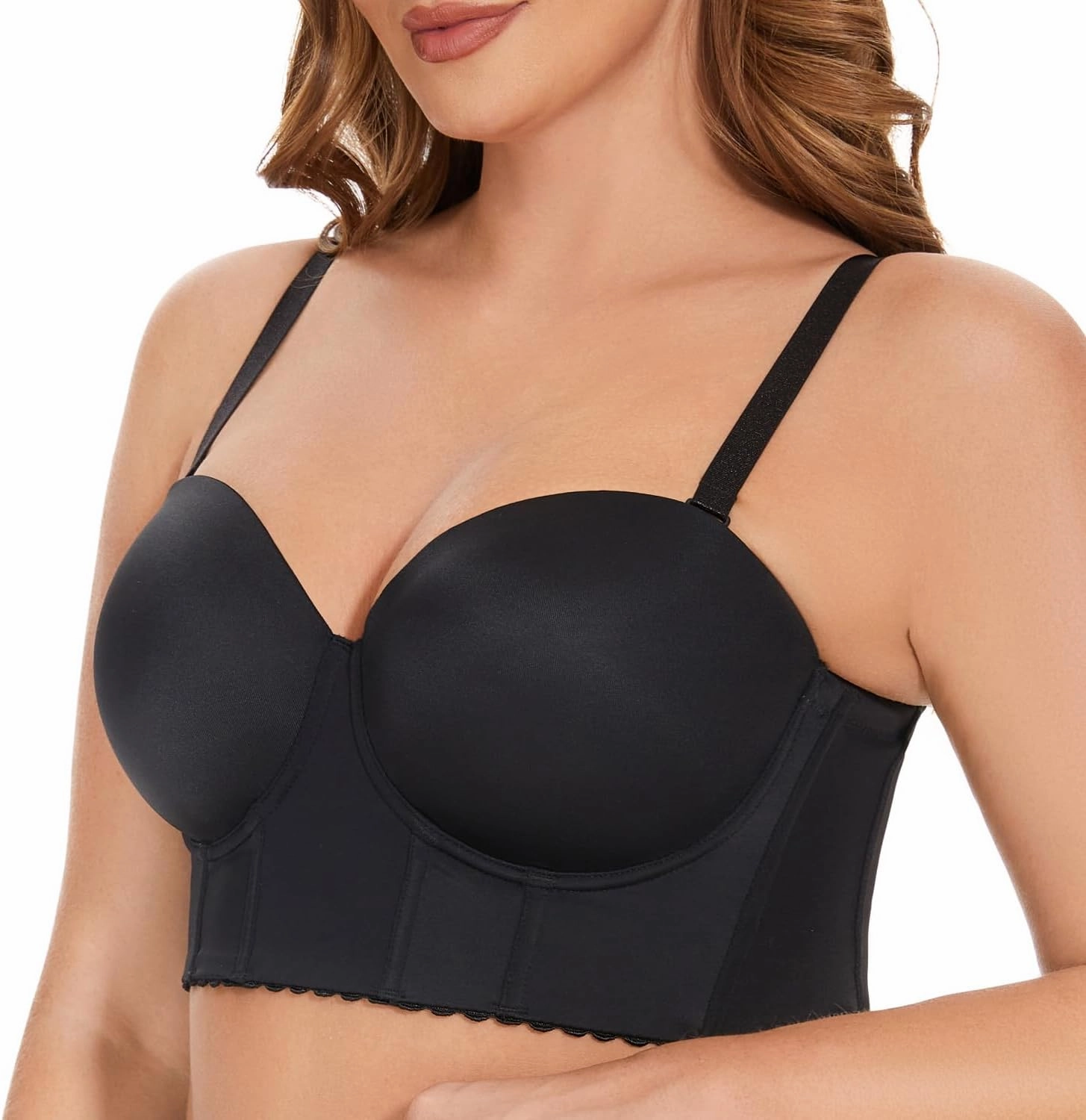 SEA BBOT Women Longline Strapless Bra Full Figure Corset Bra Hide Back Fat