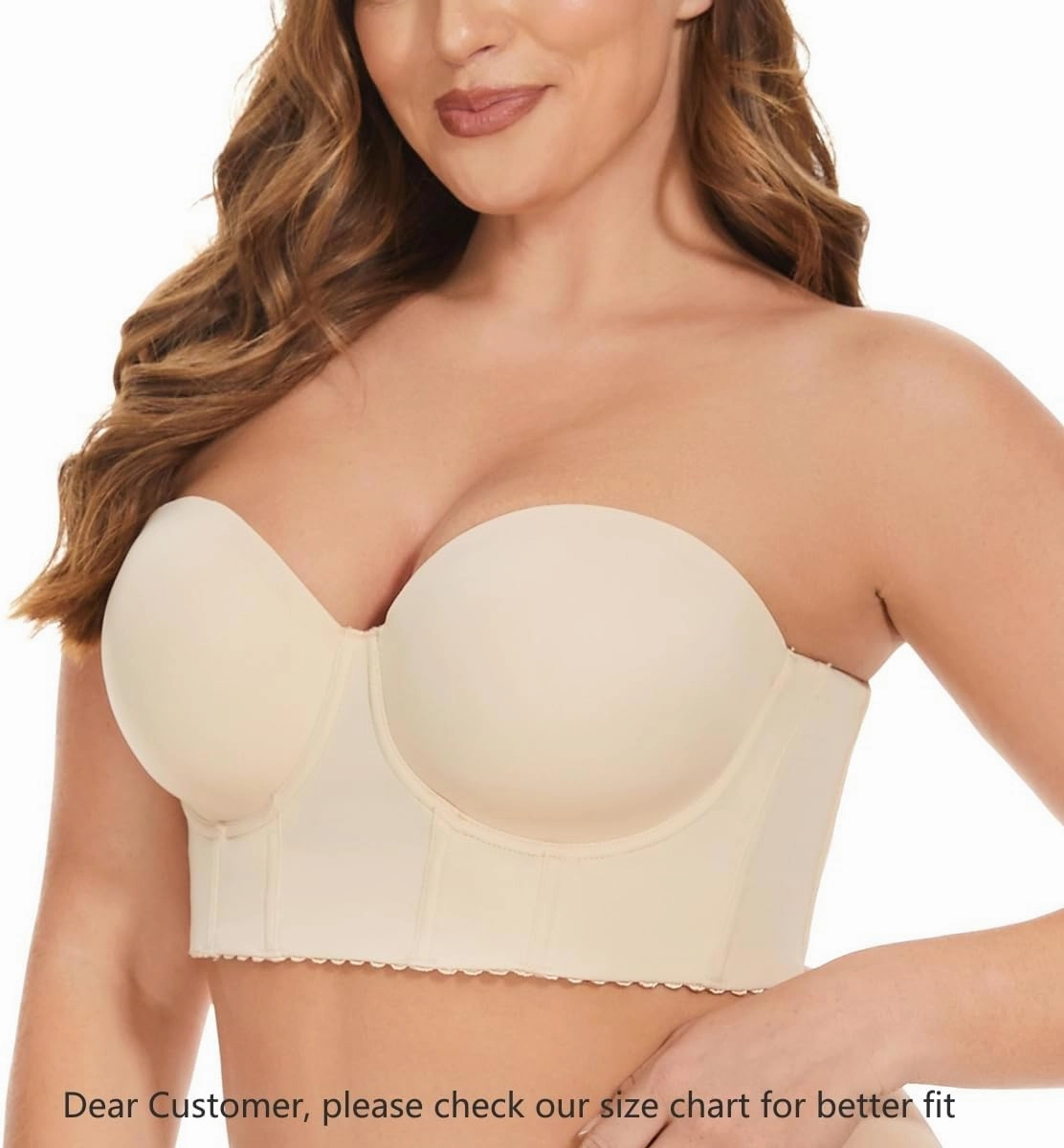 SEA BBOT Women Longline Strapless Bra Full Figure Corset Bra Hide Back Fat