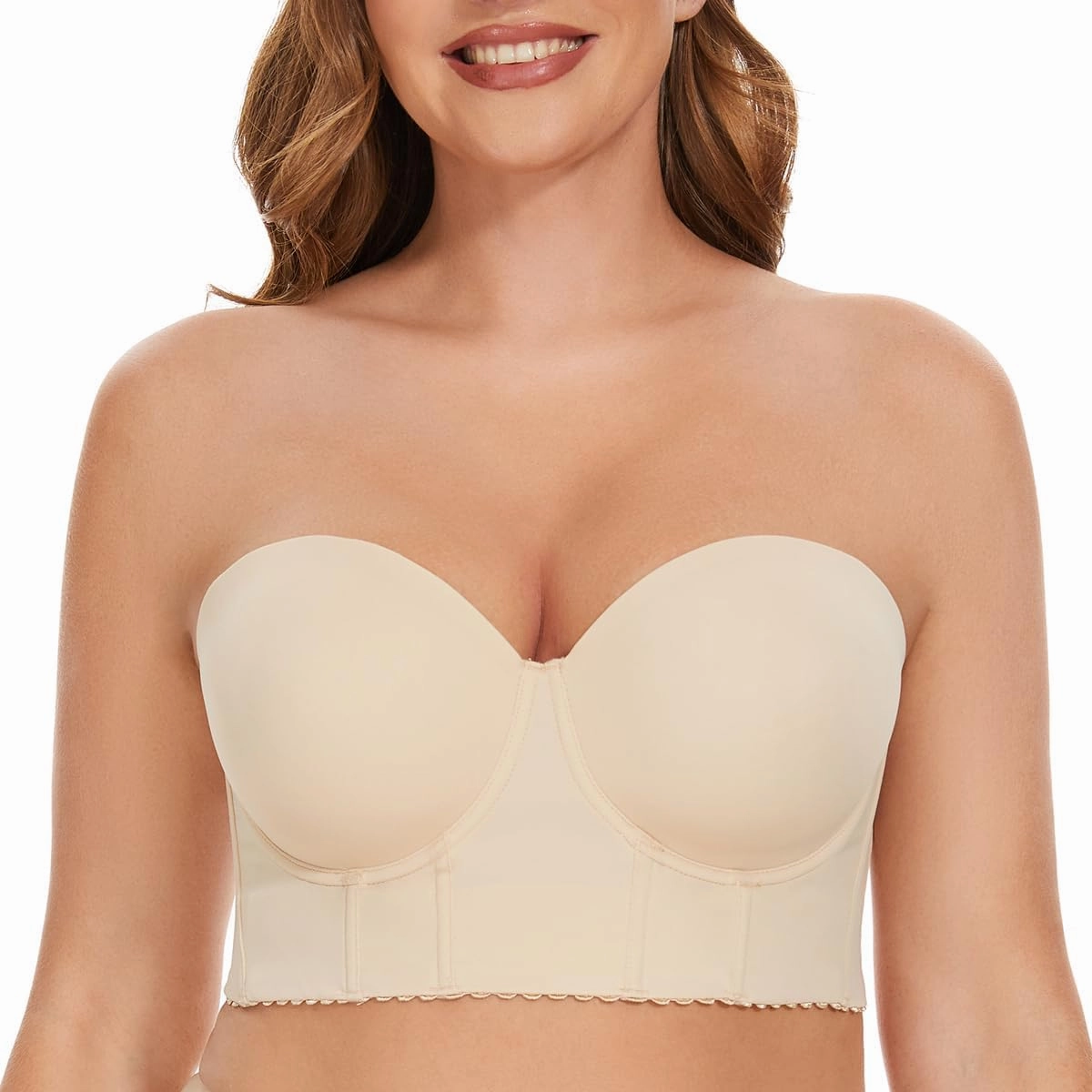 SEA BBOT Women Longline Strapless Bra Full Figure Corset Bra Hide Back Fat