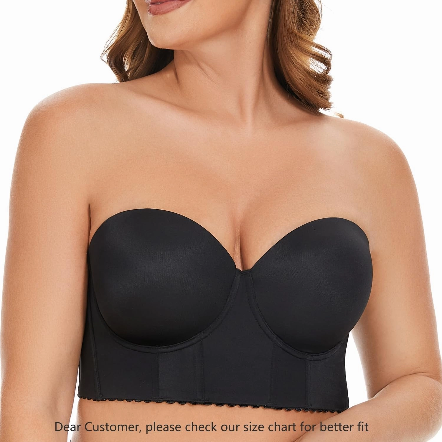 SEA BBOT Women Longline Strapless Bra Full Figure Corset Bra Hide Back Fat