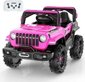 SEALIGHT 12V Kids Ride On Car Truck w/Parent Remote Control, Children Ride On Toy Toddler Electric Vehicle with Double Doors/Safety Belt/LED Lights/Music Player/Bluetooth