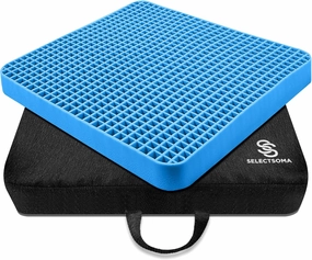 SelectSoma Travel Gel Seat Cushion for Long Sitting - Travel Pad for Car, Truck, Office Chair, Wheelchair - Cooling Gel Cushion for Sciatica, Tailbone, Back Pain, and Pressure Relief