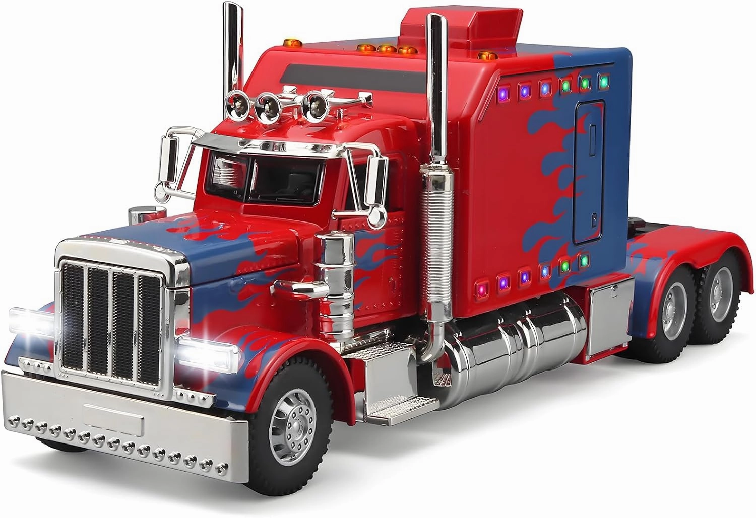 Semi Truck Toys for Boys Heavy Truck Tow Truck Toy,Metal Diecast Trucks Model with Light and Sound Pull Back Semi Truck Toy,Truck and Trailer Toys for Boys,Toy Trucks for Boys Age 4-7(Red)