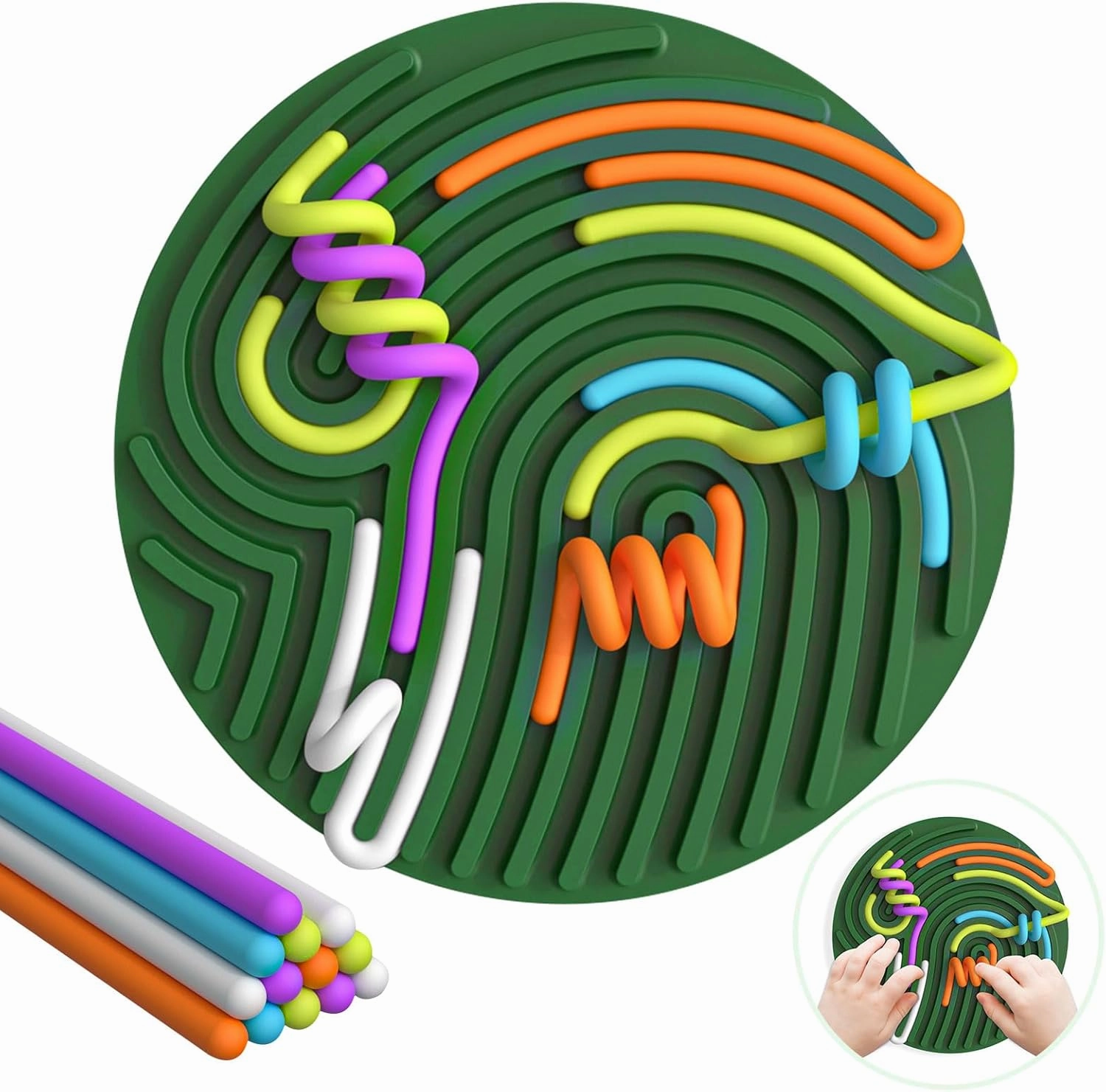 Sensory Activity Board,Gapiks Fidget Toys, Busy Board for Stress Relief, Anxiety, ADHD and Calm Down,Autism Sensory Products for Kids 3 &Adults,Fidgets Pad |Portable Travel Bag| 13 Strings(Dark Green)