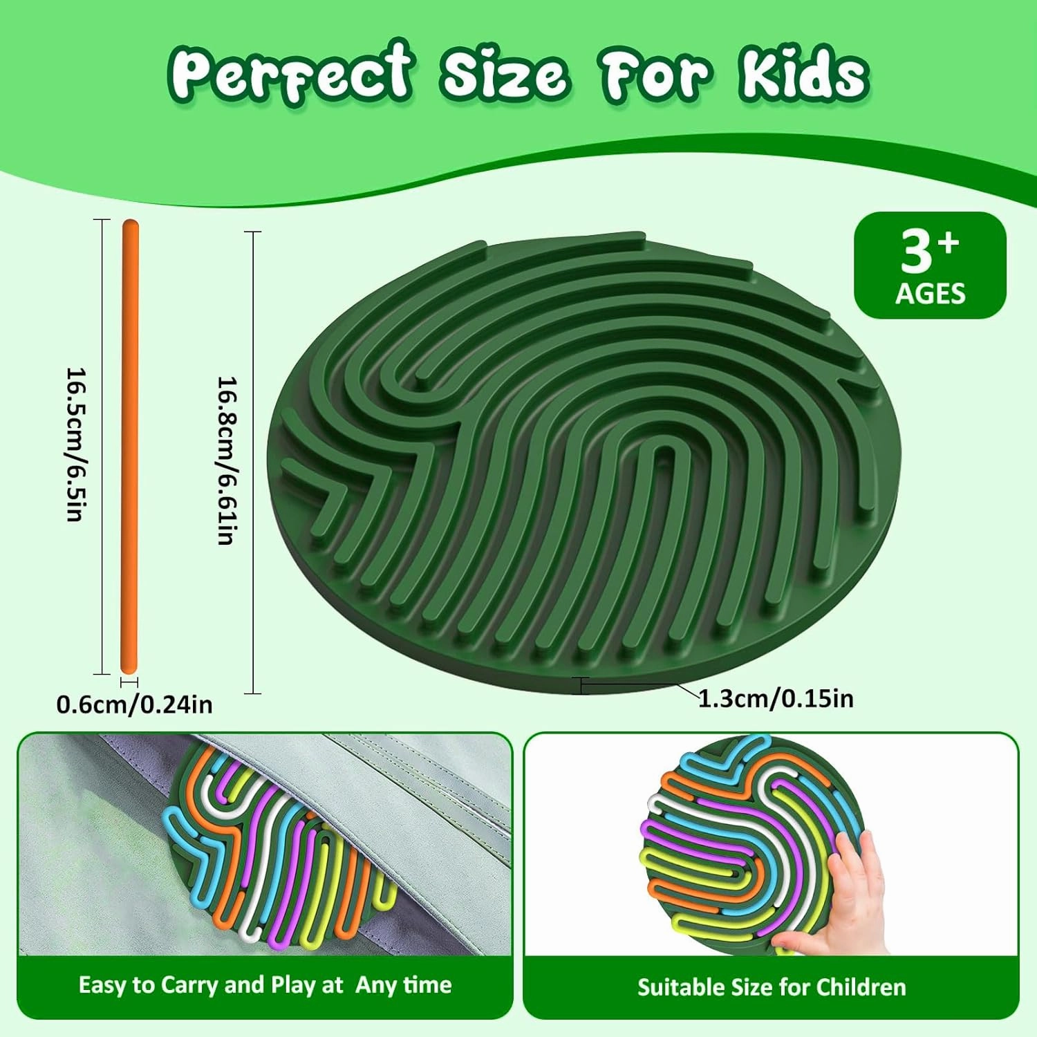 Sensory Activity Board,Gapiks Fidget Toys, Busy Board for Stress Relief, Anxiety, ADHD and Calm Down,Autism Sensory Products for Kids 3 &Adults,Fidgets Pad |Portable Travel Bag| 13 Strings(Dark Green)