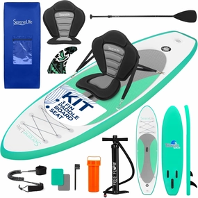 SereneLife Inflatable Stand Up Paddle Board and Detachable Seat - SUP Paddleboard Set for Adults and Youth, 32" Wide Design with Non-Slip EVA Deck Pad and Marine-Grade Materials, 350 lbs Capacity