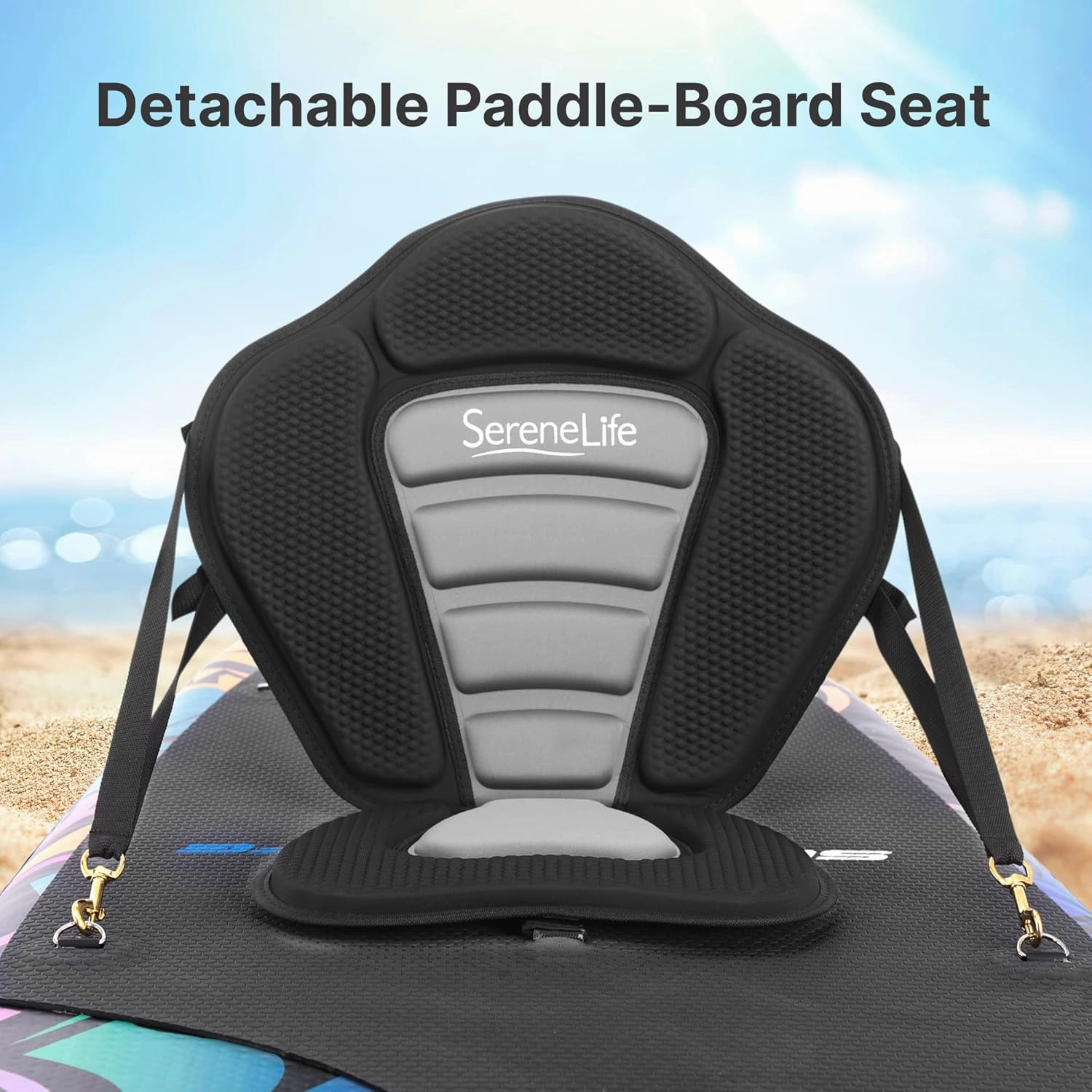 SereneLife Inflatable Stand Up Paddle Board and Detachable Seat - SUP Paddleboard Set for Adults and Youth, 32" Wide Design with Non-Slip EVA Deck Pad and Marine-Grade Materials, 350 lbs Capacity