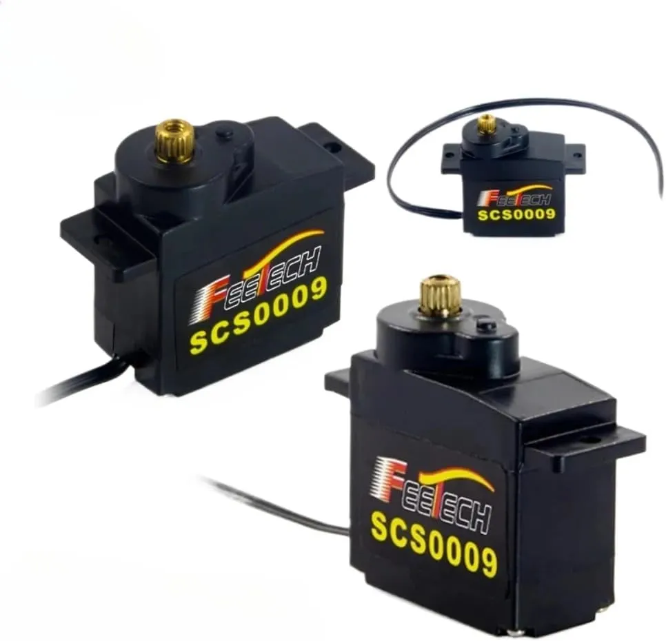 Series Bus Servo Set 2.5KG Torque 6V 9G Micro Servos Metal Gear 360° Magnetic Encoder, Signal Converter TTL/RS485 Feedback for RC Helicopter Robot (4 Servos 1signal Conversion Board)