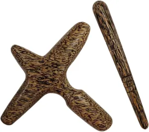 Set of 2 Reflexology Massage Tools – X-Shape Hand & Foot Trigger Point Press Tool – Natural Palm Wood for Relaxation