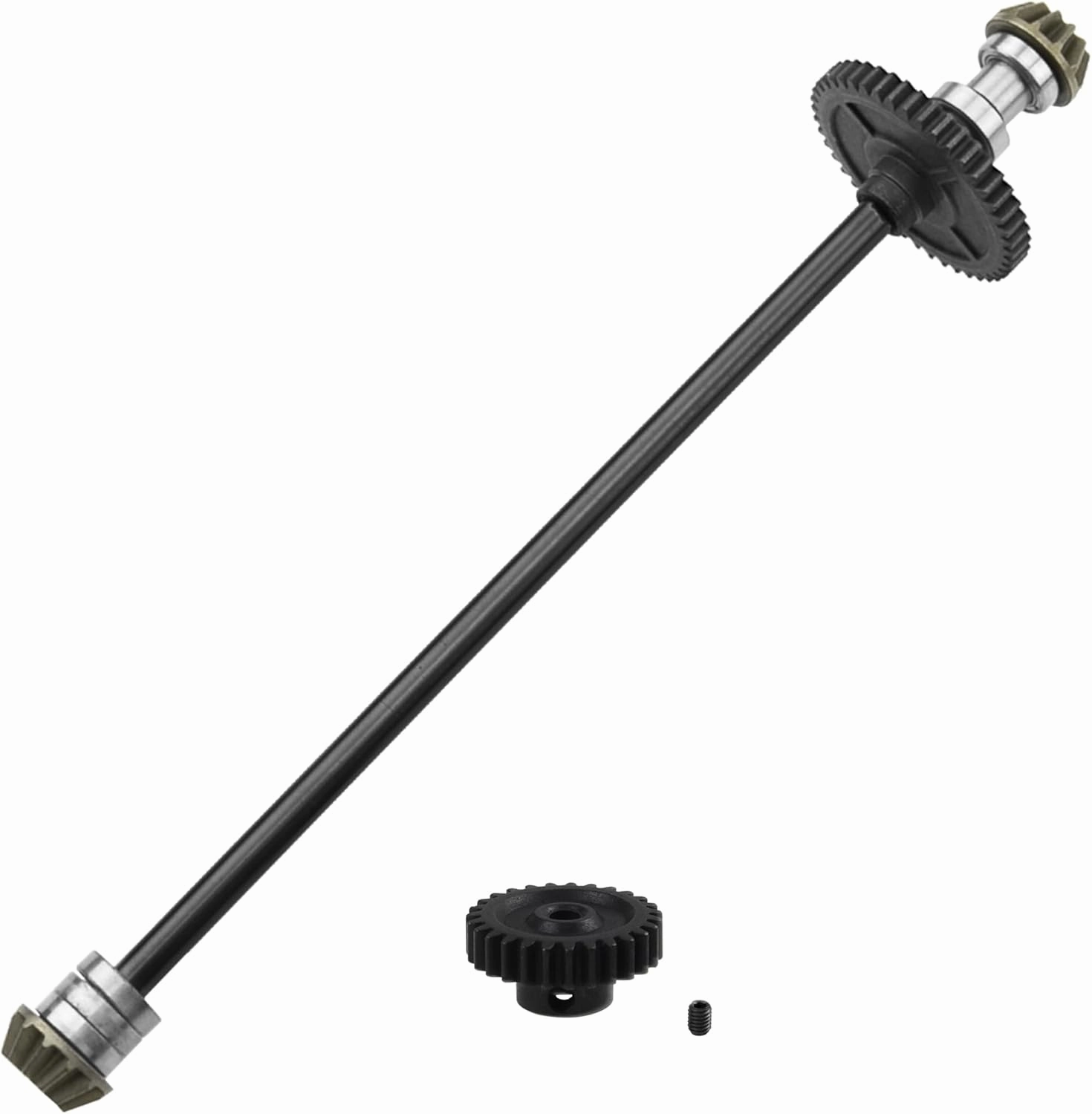 ShareGoo Metal Gearbox Housing Differential Cover & Differential Gear Set & Central Drive Shaft Compatible with WLtoys 144010 144001 144002 1/14 RC Car Upgrade Part (Black)