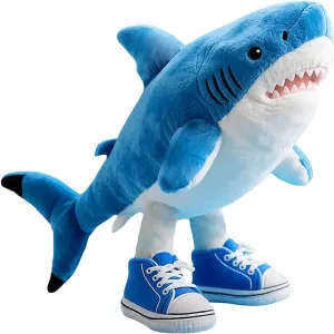 Shark Pillows Italian Shark Pillow, Italian Stuffed Doll Pillow Decoration Sneakers Shark, Room Decoration for Video Game Fans (Blue 2)
