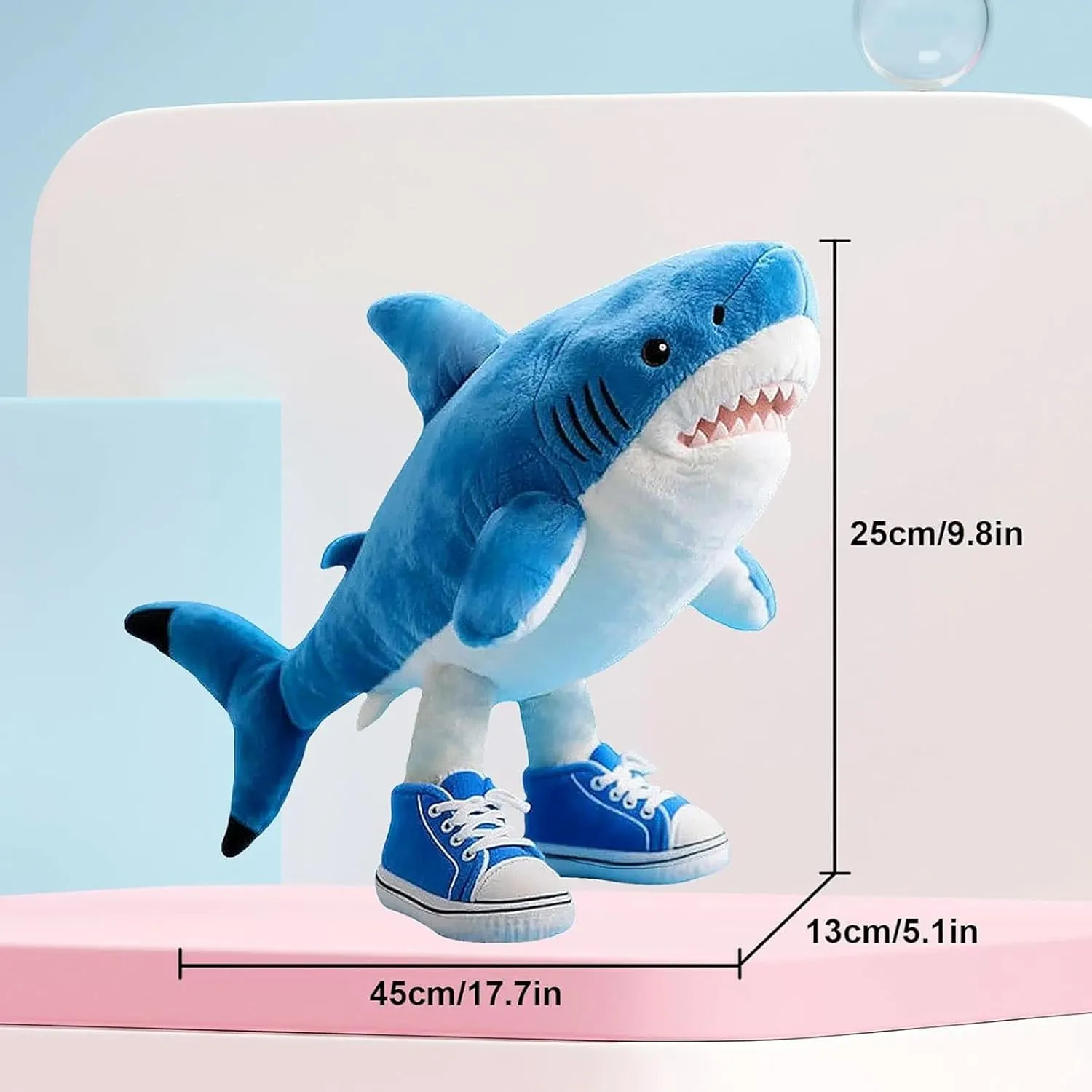 Shark Pillows Italian Shark Pillow, Italian Stuffed Doll Pillow Decoration Sneakers Shark, Room Decoration for Video Game Fans (Blue 2)