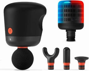 Sharper Image® Hot & Cold Therapy Bundle – Powerboost Palm Portable Percussion Massager with Dual-Temperature Attachment for Deep Tissue Pain Relief and Recovery