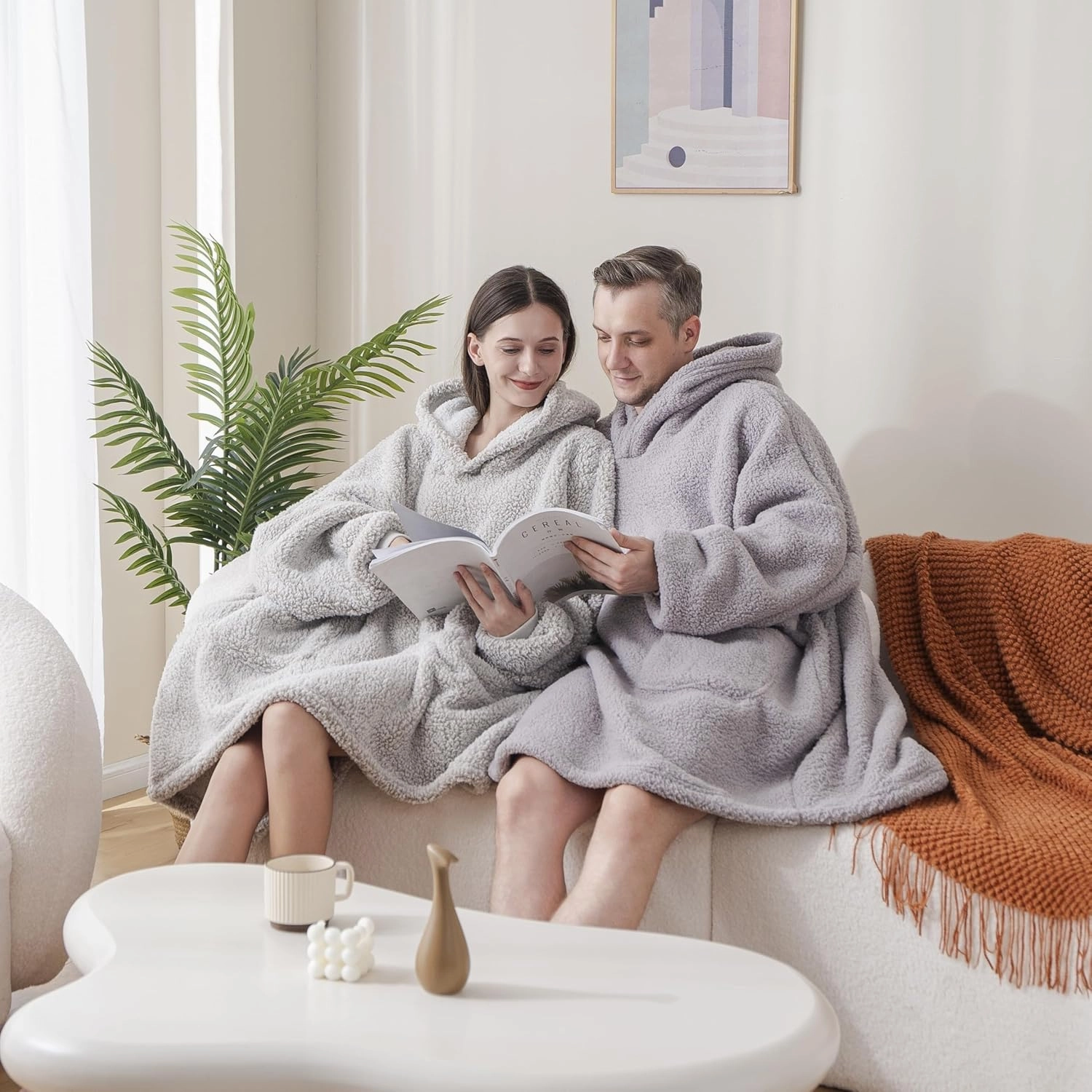 Sherpa Wearable Blanket Hoodie Gifts for Women, Cozy Warm Oversized Hoodie Blanket Sweater with Pockets for Adults