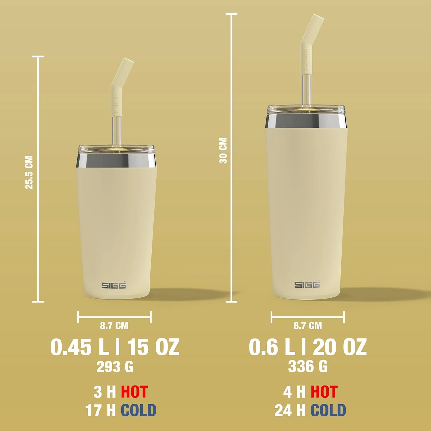 SIGG - Insulated Mug - Travel Mug Helia - With Durable Glass Straw & Cleaning Brush - Leakproof - BPA Free - 18/8 Stainless Steel - 15oz/20oz