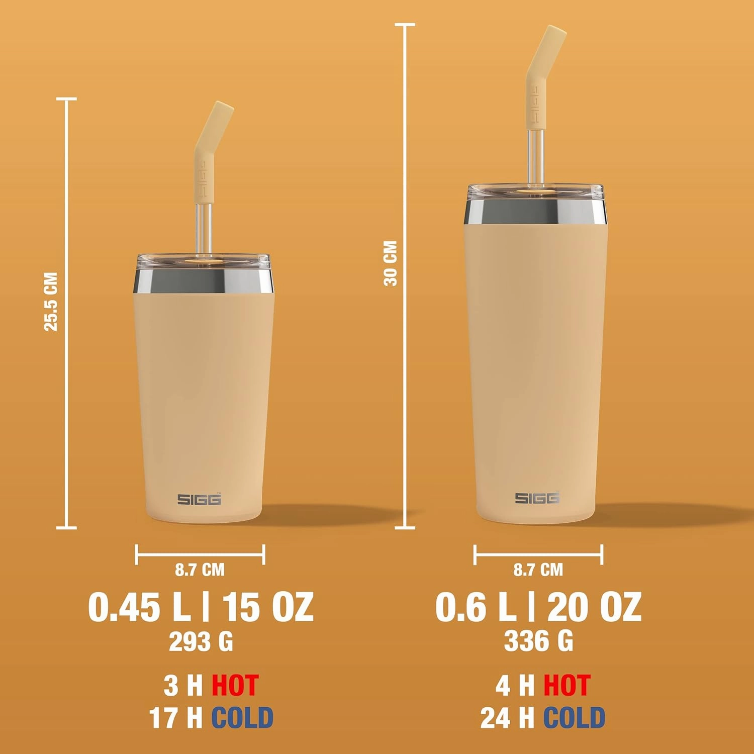 SIGG - Insulated Mug - Travel Mug Helia - With Durable Glass Straw & Cleaning Brush - Leakproof - BPA Free - 18/8 Stainless Steel - 15oz/20oz