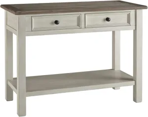 Signature Design by Ashley Bolanburg Farmhouse Rectangular Two Tone Sofa Table, Antique Cream