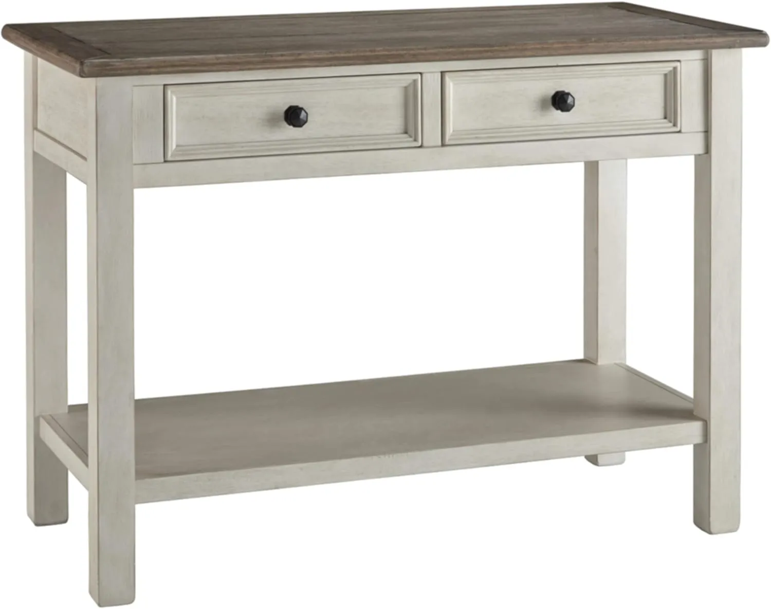 Signature Design by Ashley Bolanburg Farmhouse Rectangular Two Tone Sofa Table, Antique Cream