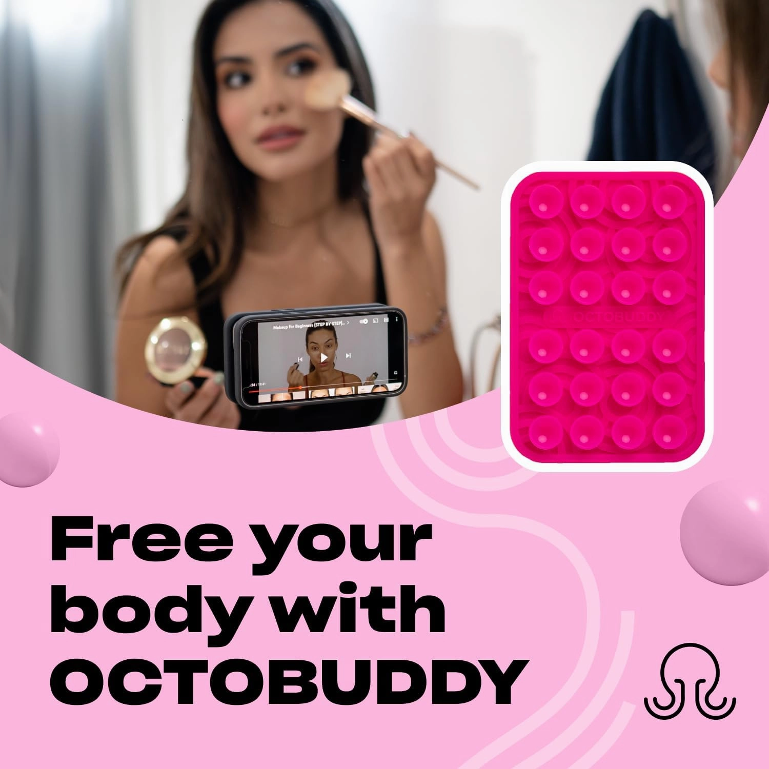 Silicone Suction Phone Case Adhesive Mount Textured Collection - Hands-Free Grip with 24 Suction Cups for Videos & Selfies - Durable, Easy to Use - 2.6 x 3.9,Ripples - Transparent