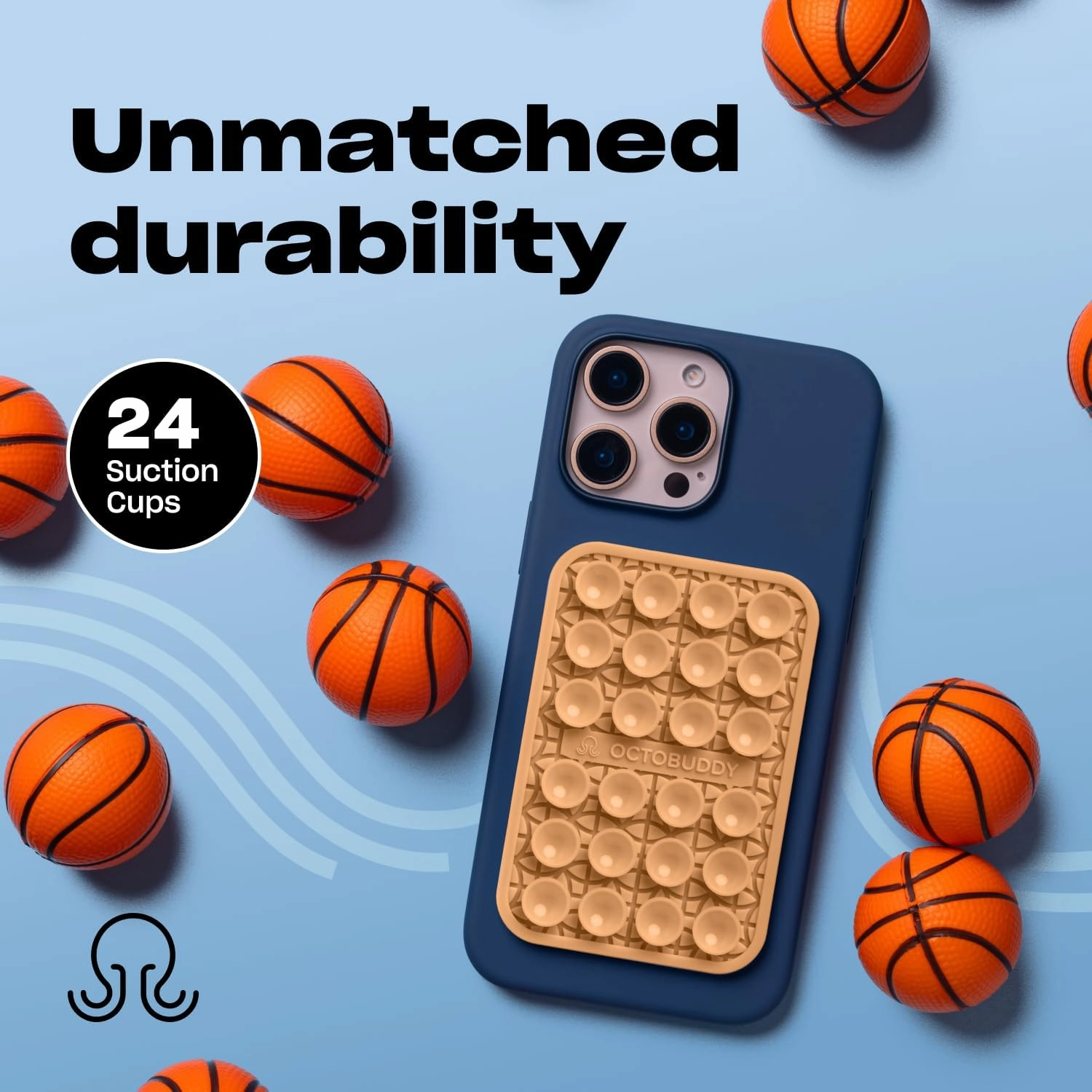 Silicone Suction Phone Case Adhesive Mount Textured Collection - Hands-Free Grip with 24 Suction Cups for Videos & Selfies - Durable, Easy to Use - 2.6 x 3.9,Ripples - Transparent