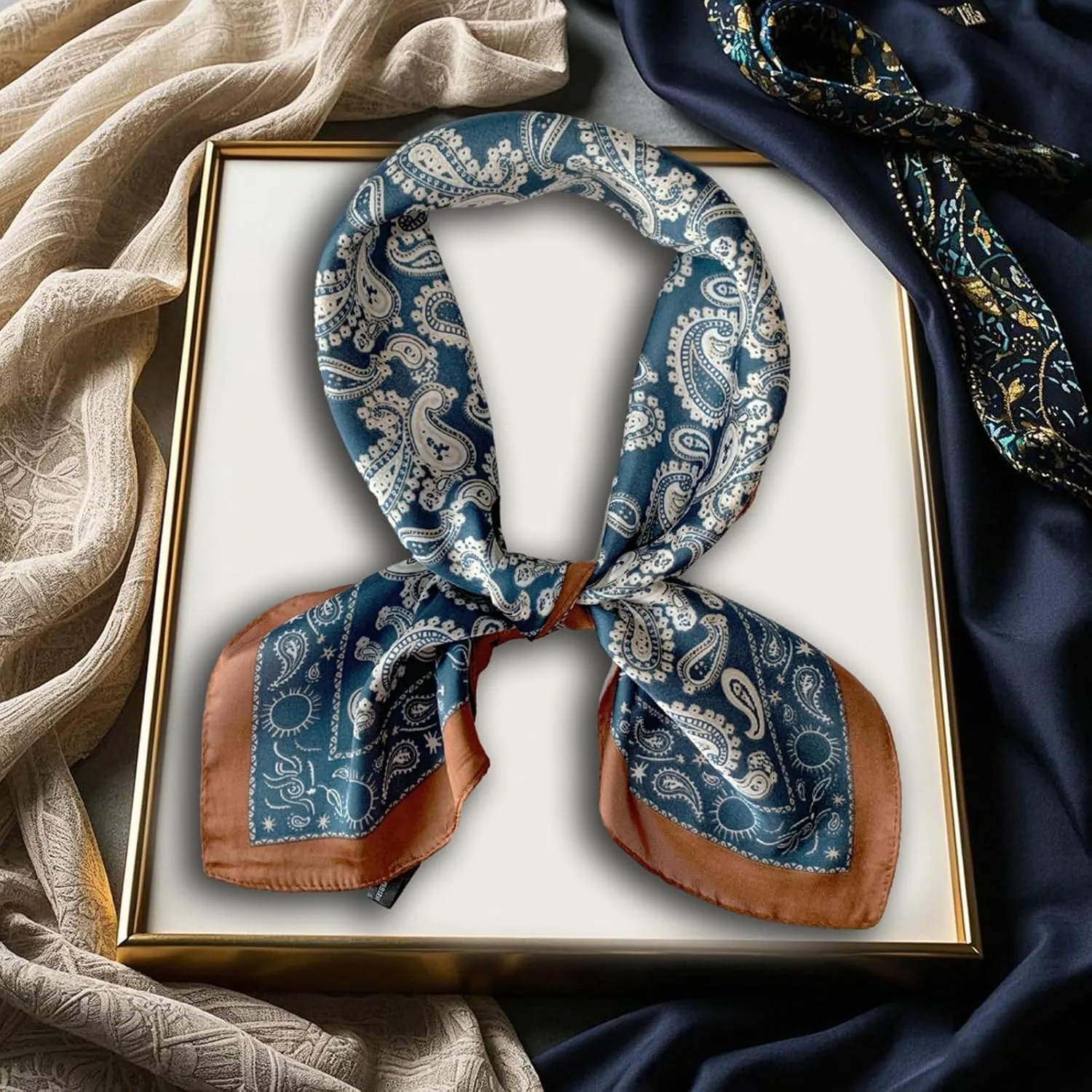 Silk Scarf for Women 27“x 27” Square Real Silk Feeling Hair Headscarf Neckerchief Breathable Lightweight