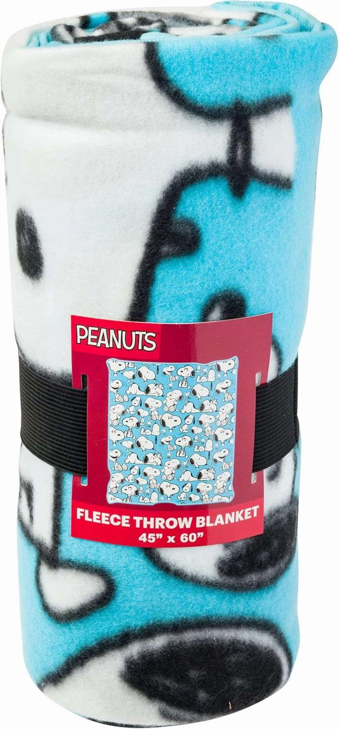 Silver Buffalo Peanuts Snoopy Multi Pose Expression 45" x 60" Fleece Throw, Soft and Cozy Blanket, 180 GSM