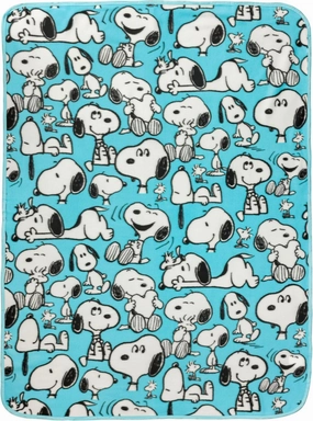 Silver Buffalo Peanuts Snoopy Multi Pose Expression 45" x 60" Fleece Throw, Soft and Cozy Blanket, 180 GSM