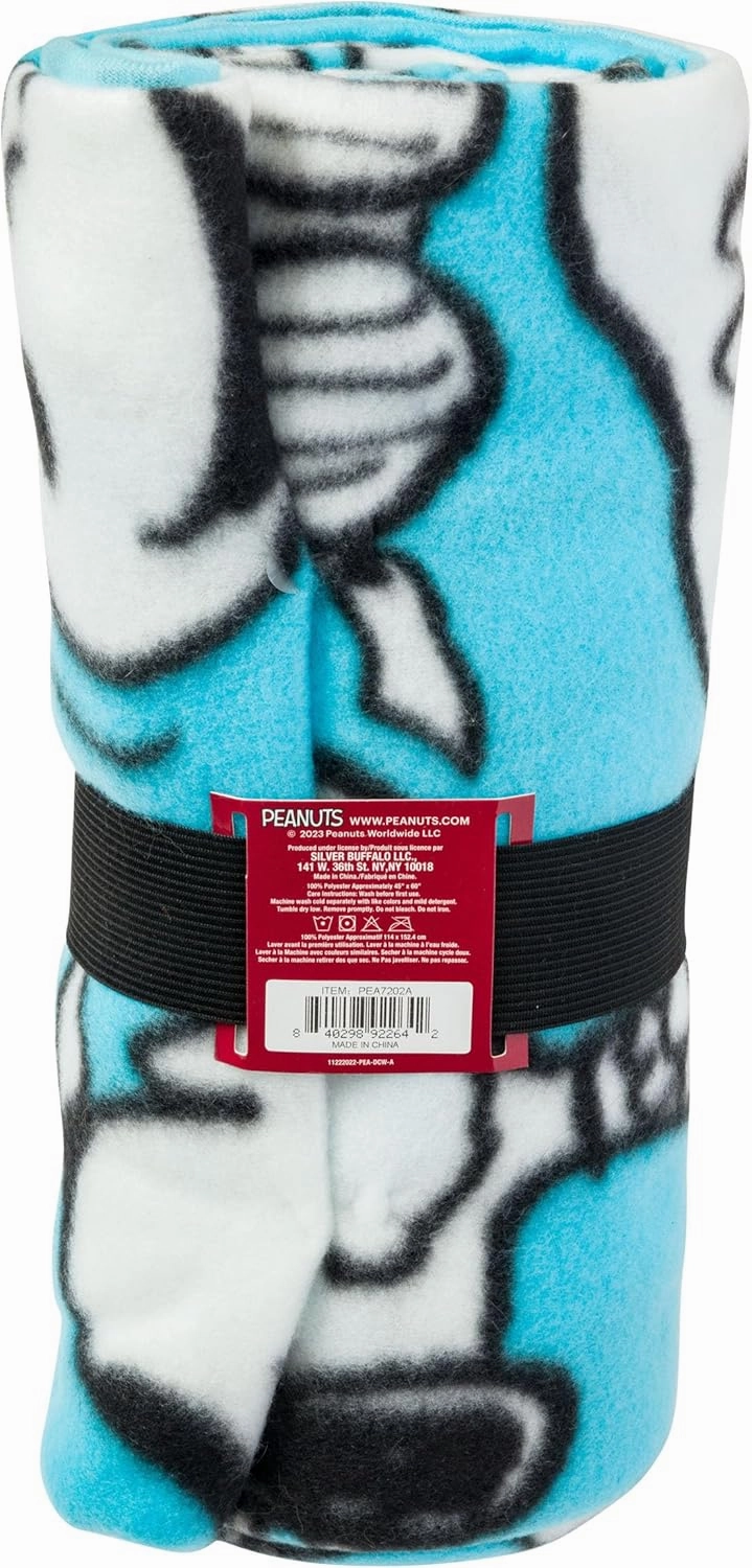Silver Buffalo Peanuts Snoopy Multi Pose Expression 45" x 60" Fleece Throw, Soft and Cozy Blanket, 180 GSM