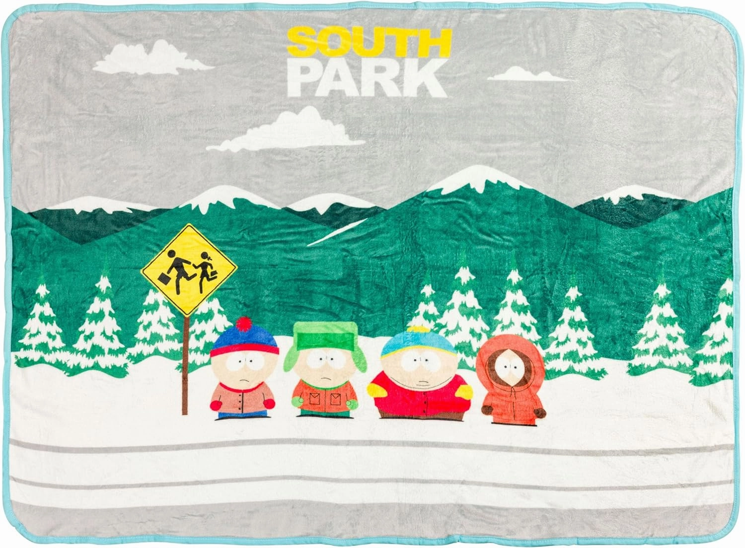 Silver Buffalo South Park Bus Stop Featuring Kyle, Stan, Eric Cartman, and Kenny 45" x 60" Fleece Throw, Soft and Cozy Blanket, 180 GSM