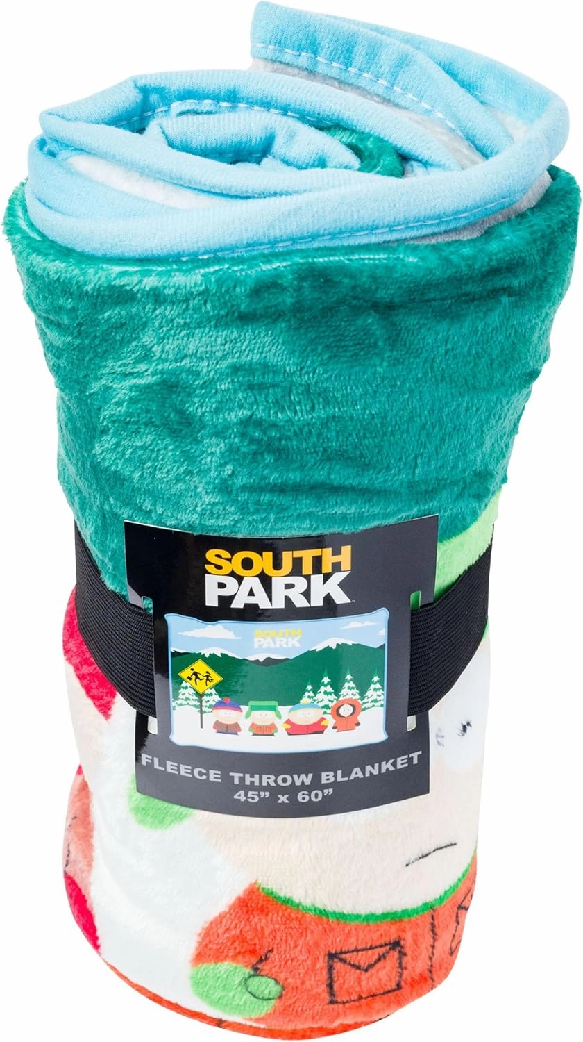 Silver Buffalo South Park Bus Stop Featuring Kyle, Stan, Eric Cartman, and Kenny 45" x 60" Fleece Throw, Soft and Cozy Blanket, 180 GSM