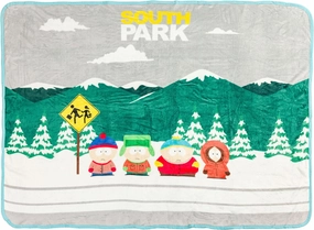 Silver Buffalo South Park Bus Stop Featuring Kyle, Stan, Eric Cartman, and Kenny 45" x 60" Fleece Throw, Soft and Cozy Blanket, 180 GSM