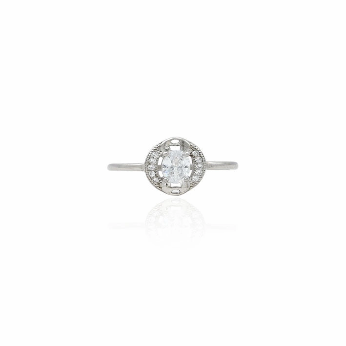 Silver Luxurious Modern Shiny Stone Ring