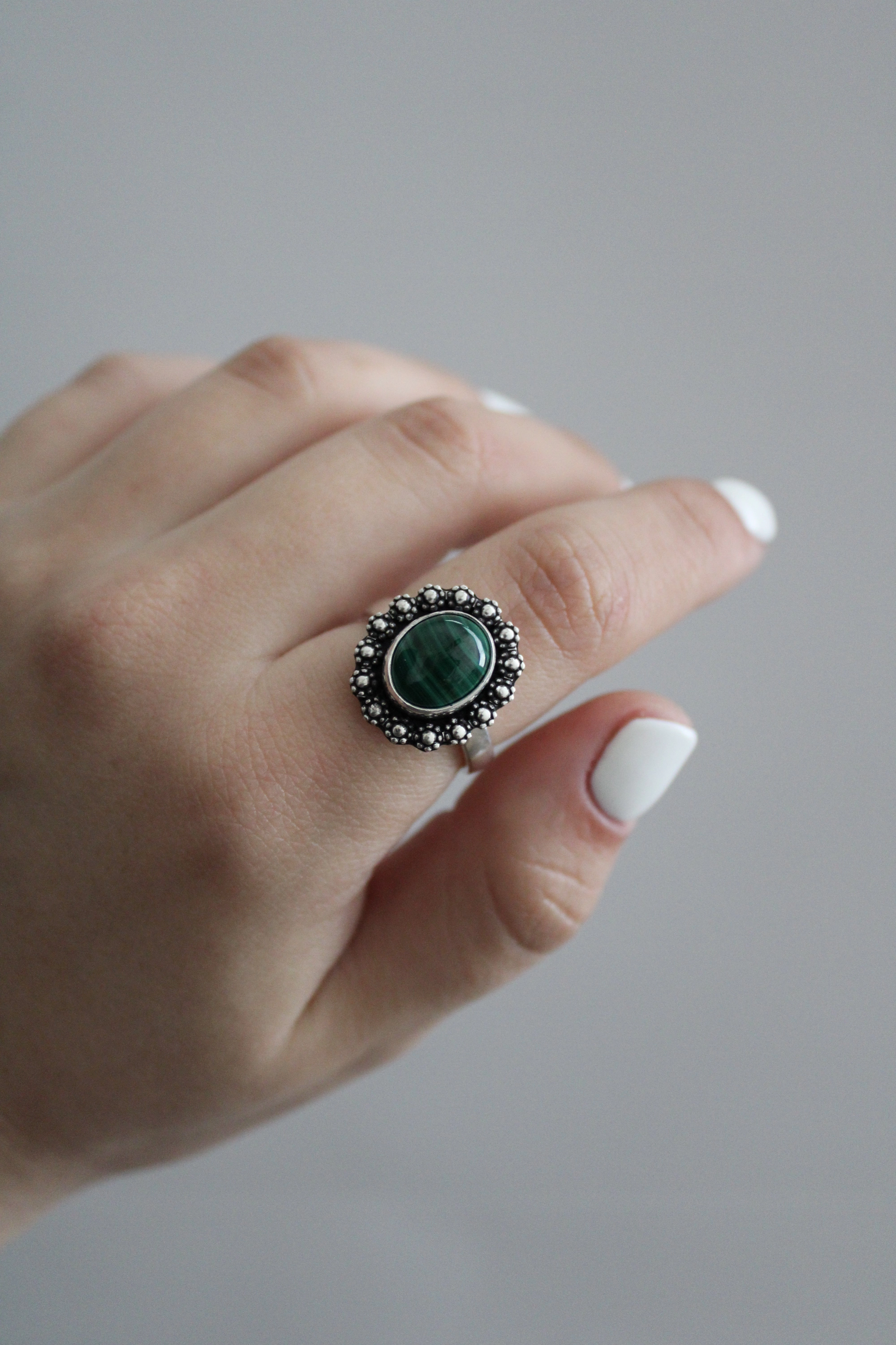 Size 7.25 Malachite Ring